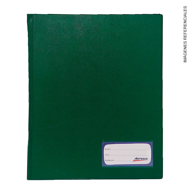 Folder Artesco D/Plast Doble Tapa A4 C/Gusano Verde Oscuro