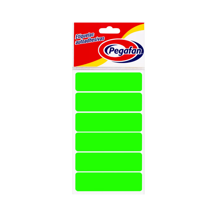 Etiqueta Adhesiva para Oficina y Hogar Pegafan (23.5X76mm) Verde Fosforescente x100und