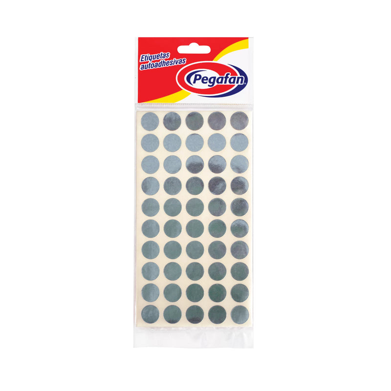 Etiqueta Adhesiva Pegafan Circular (13mm) Plateado x500und