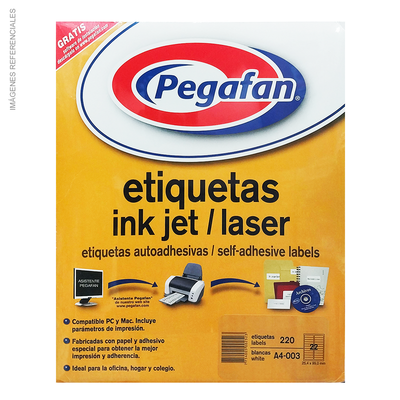 Etiqueta Adhesiva para Impresión Pegafan (A4-003 25.4x99mm) x220und