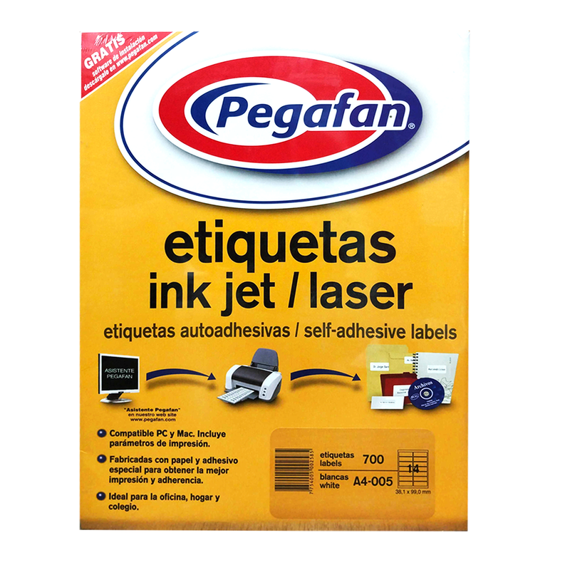 Etiqueta Adhesiva para Impresión Pegafan (A4-005 38.1x99mm) x700und