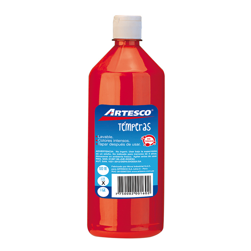 Tempera Artesco Escolar x1L Roja
