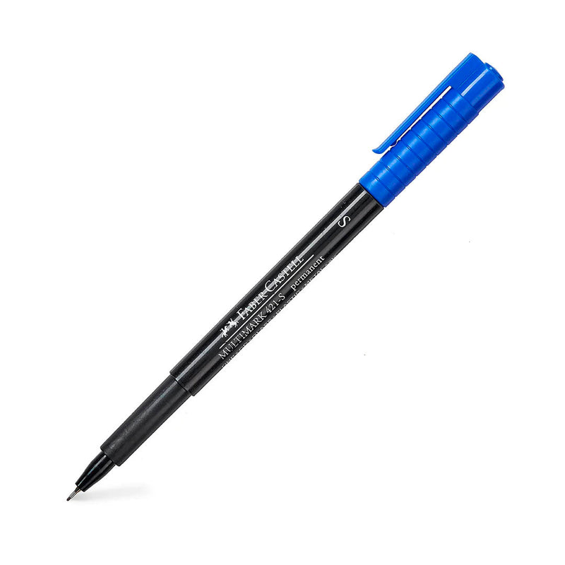 Plumon Faber Permanente Multimark (421s) Punta Super Fina Azul