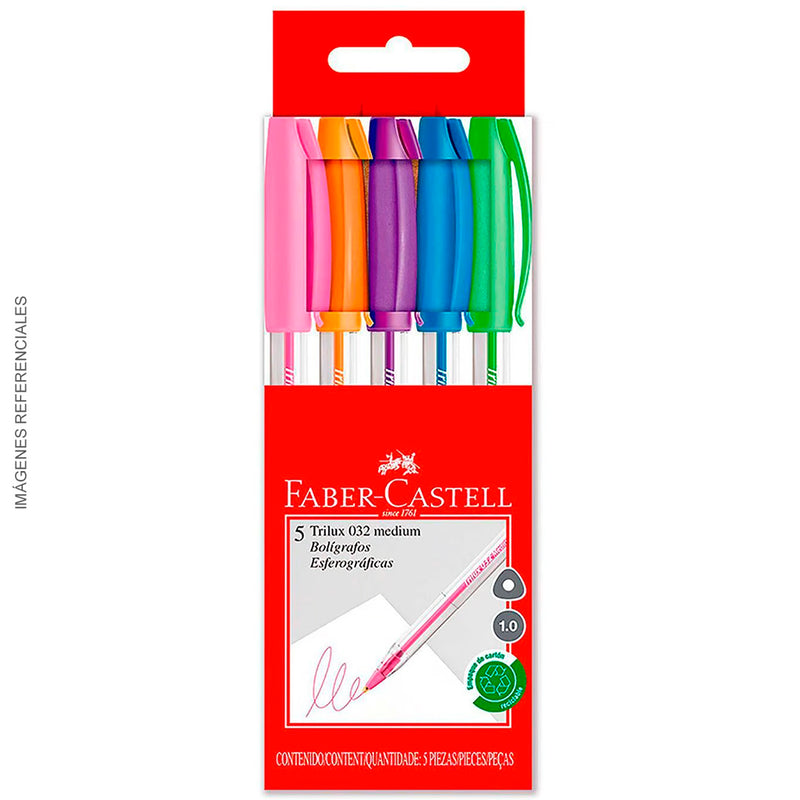 Boligrafo Faber T/Sec (032) P/Media 1.00Mm (X5) Colores
