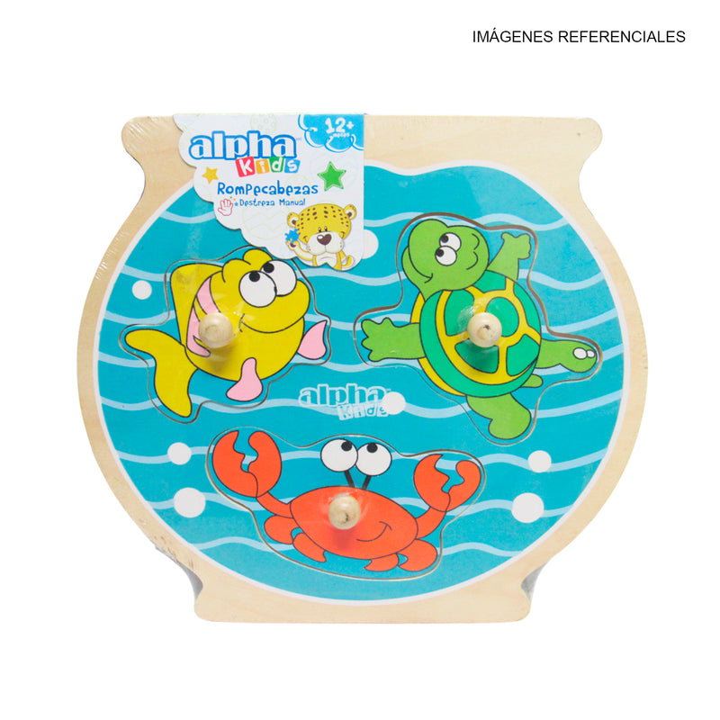 Rompecabeza Alpha con Botón Animales Marinos (Madera)