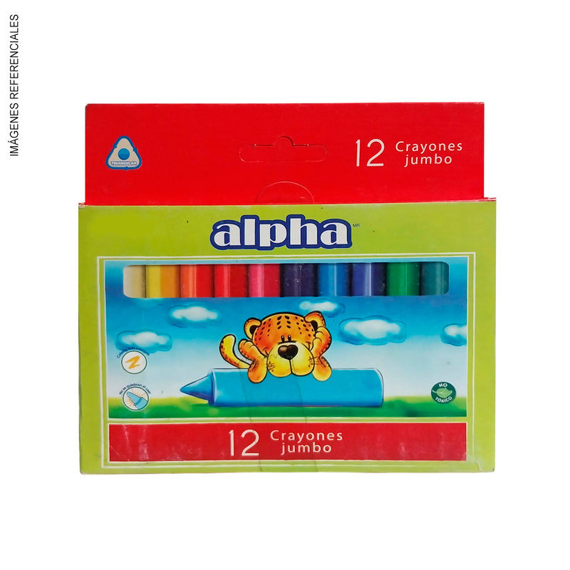 Crayones Triangulares Alpha De Cera Jumbo x12