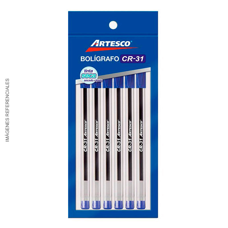 Boligrafo Artesco Cr-31 (x6) Uni (Azul) Blister
