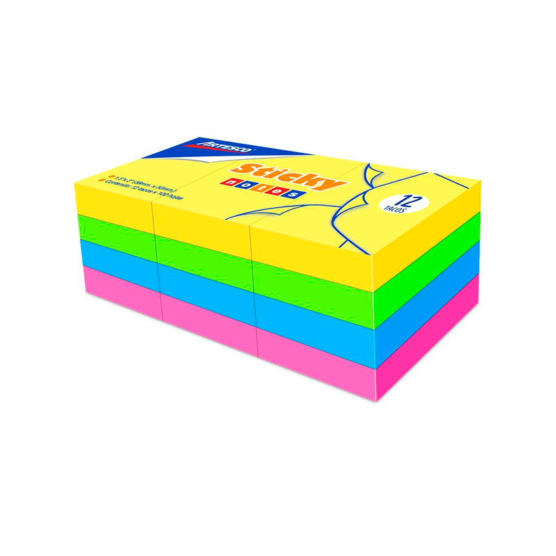 Notas Adhesivas Artesco 1.5X2 12 Tacos X100H Neon(653)