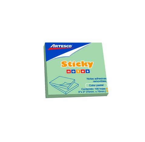 Nota Artesco Adhesiva 3X3 100H Verde Pastel(654)