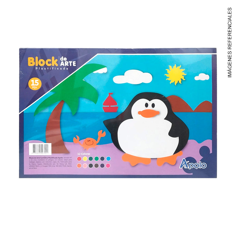 Block Apolo Art Book (42444) Cartulina Plastificado (15Hjs)