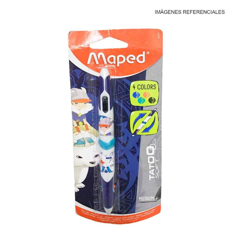 Boligrafo Maped Twin (229141) Tatoo Kids Viking Color Azul, Negro, Rojo y Verde