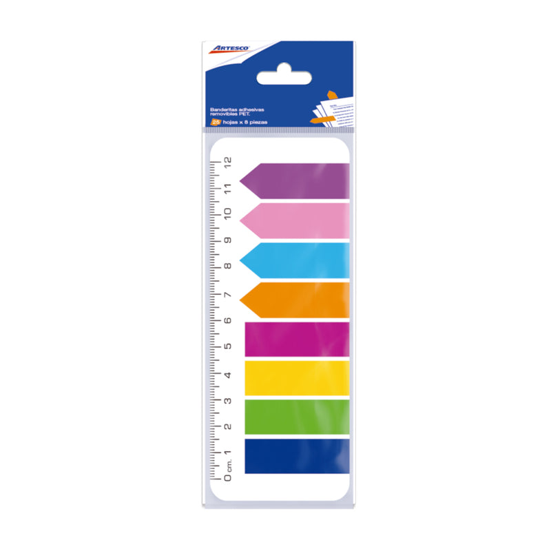 Banderitas Artesco Set  Regla 25 Hjs X8 Colores