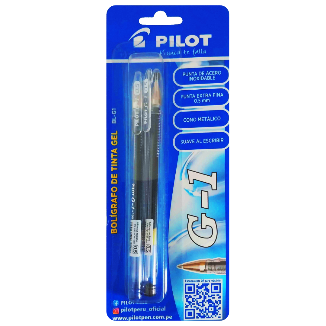 Boligrafo Pilot Tinta Gel G1 x2 Blister (Azul,Negro) — Comercial Li