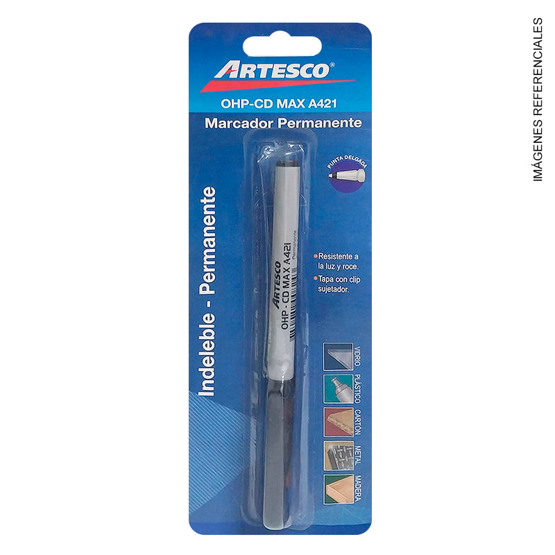 Plumon Artesco Permanente Cd Max Negro X1 Blis