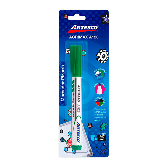 Plumon Artesco Acrimax P/Pizarra A123 Verde X1 Blis