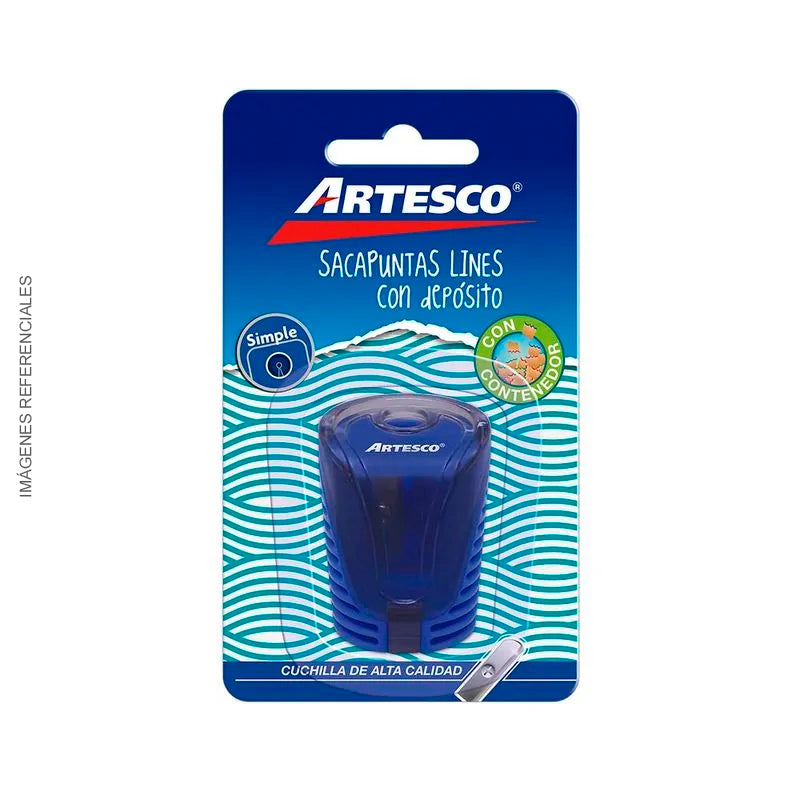 Tajador Artesco D/Plast Simple Lines C/Deposito X1 Blis