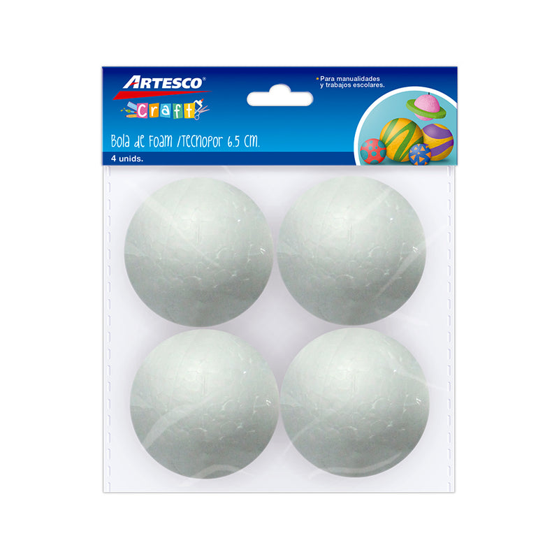 Bola de foam Artesco 6.5 Cm X4 Bls