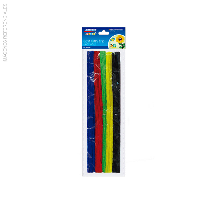 Chenille Artesco Colores Oscuros Surtidos X30 Unidades