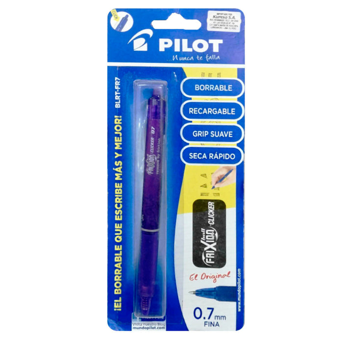 Bolígrafo Pilot Frixion Clicker (Blrt-Fr7) Borrable 0.7 mm. Violeta Bl —  Comercial Li