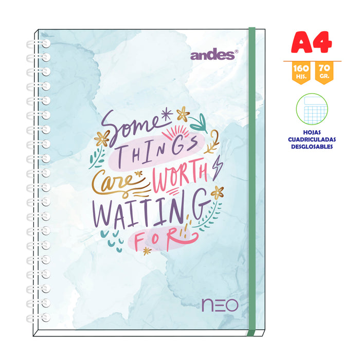 Cuaderno Espiral A-4 160H Cuadriculado Neo Tapa duro