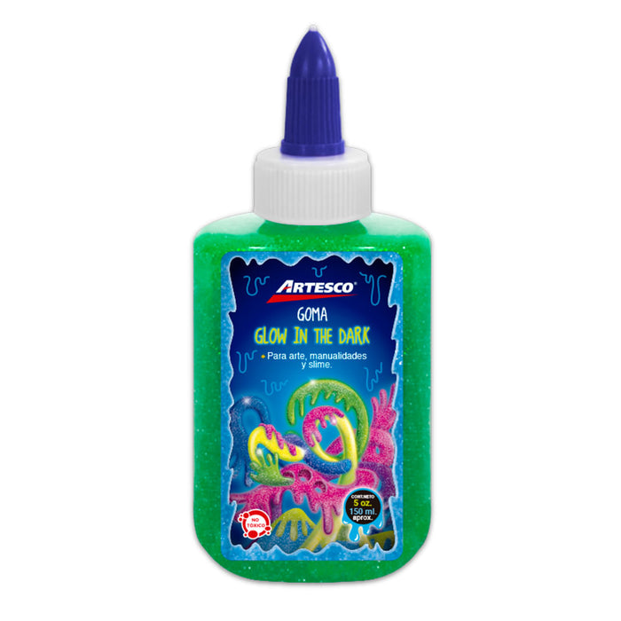 Goma Glow In The Dark  Artesco 5 Onz Verde