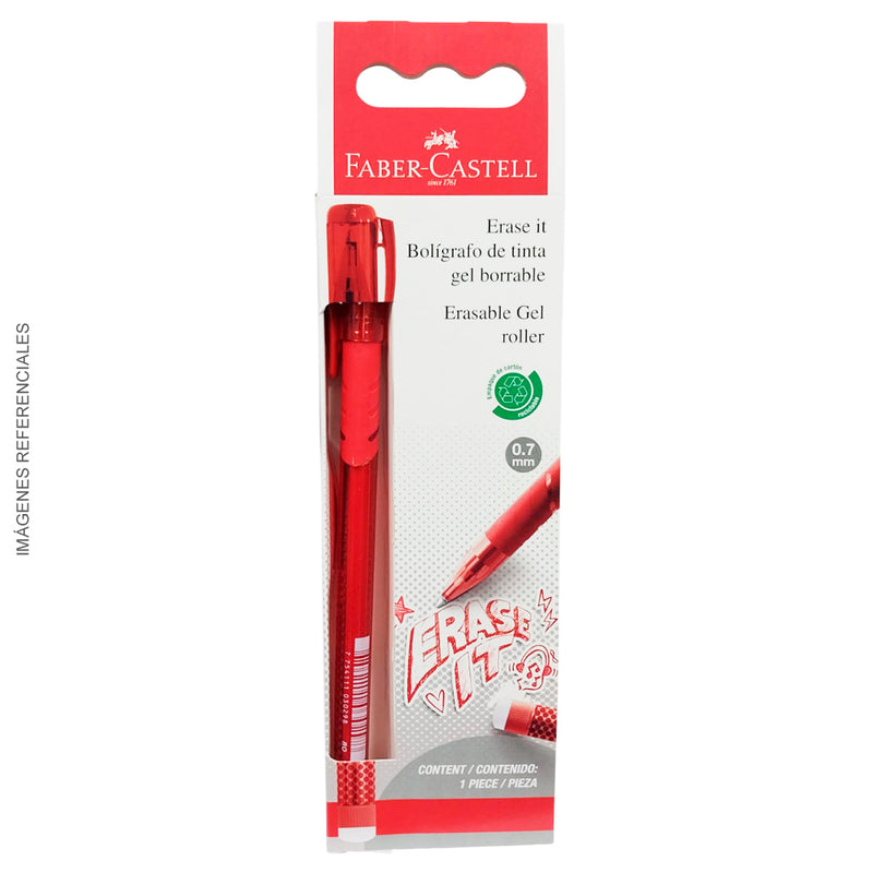 Boligrafo Faber (347123) Retráctil Erase It-Rt Rojo Blis X1