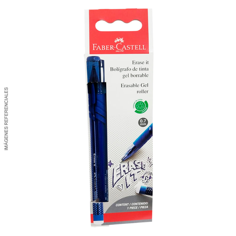 Bolígrafo Faber (347153)Retráctil Erase It-Rt Azul Blis X1