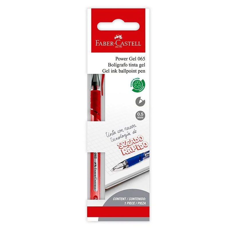 Bolígrafo Faber (346520) Power Gel 065 Rojo Blister x 1