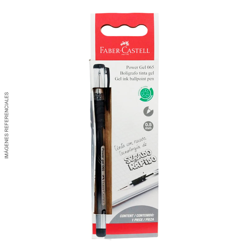 Bolígrafo Faber (346598) Power Gel 065 Negro Bl X1