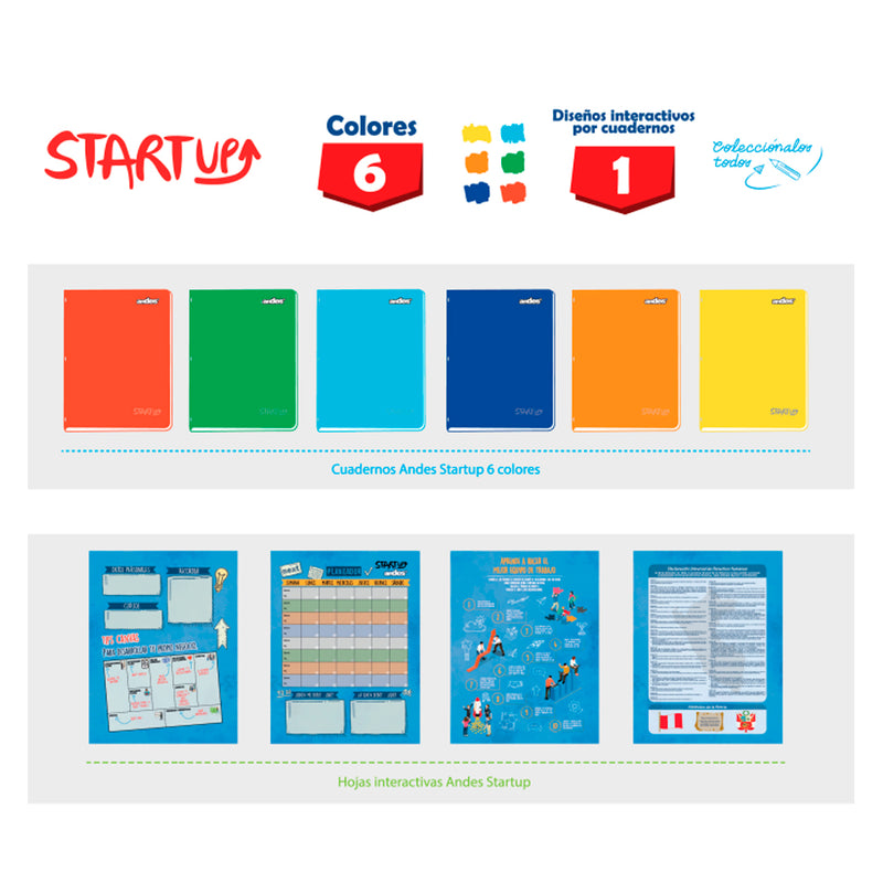 Cuaderno Andes Grapado A4 92h 60gr Start-Up Cuadriculado