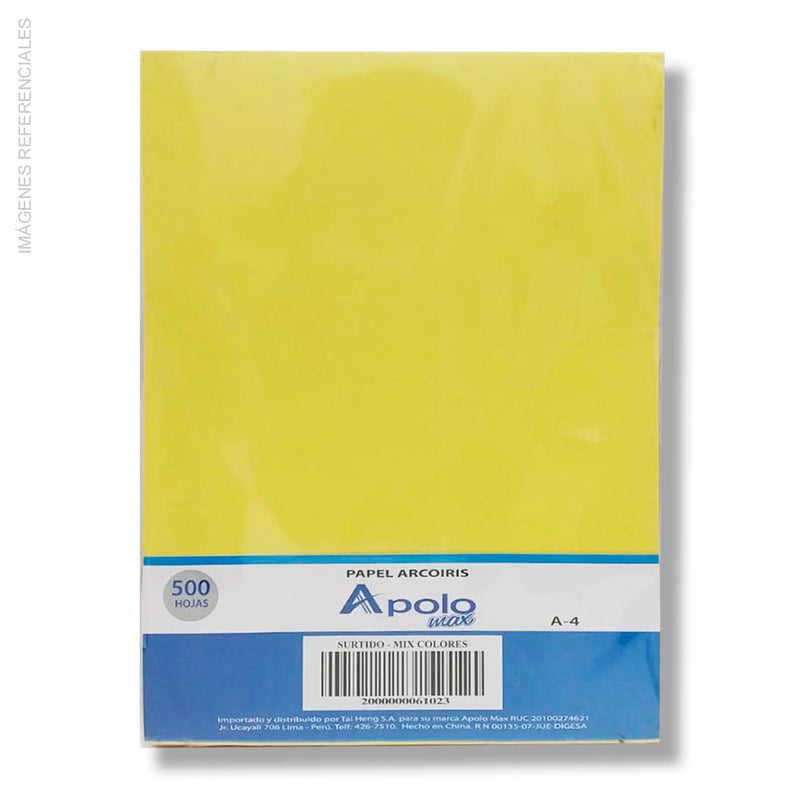 Papel Arco Iris Mate A-4 - Colores Surtidos X500