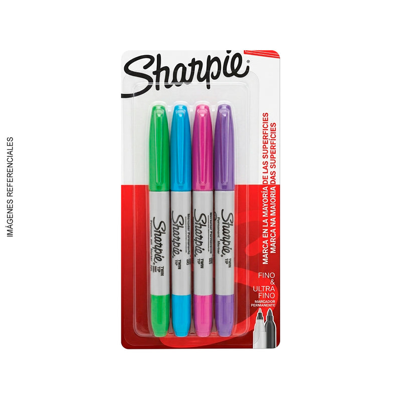 Plumon (1814374)Sharpie Doble Punta  Surtido Blisx4