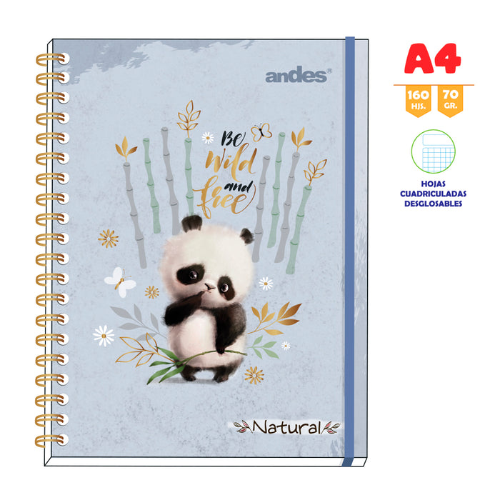 Cuaderno Andes Espiral A-4 160H cuadriculado 70Gr 6C Tapa dura Natural - Modelos surtidos