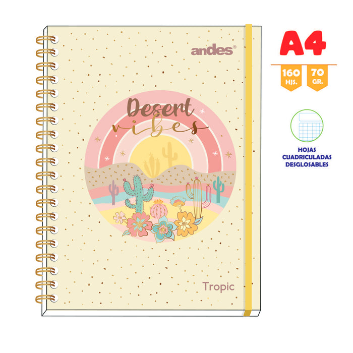 Cuaderno  Andes Esp A-4 160H ### 70Gr 6C T/D Tropical - Colores Surtidos