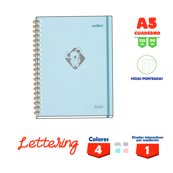 Cuaderno Andes Espiral Lettering A5 X125H -90Gr