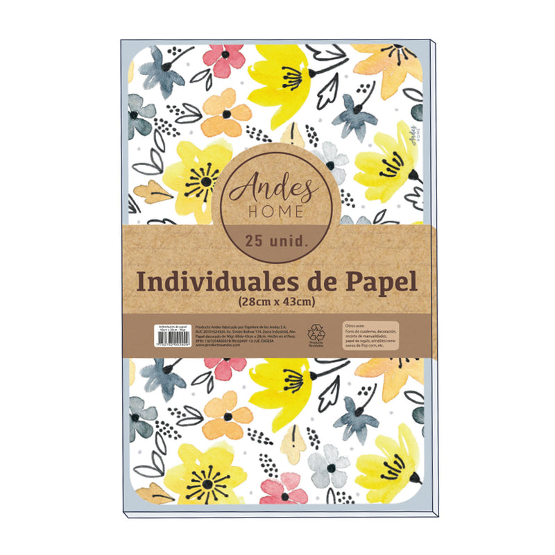 Individual De Papel Andes 28x43cm 90gr 25h Organic