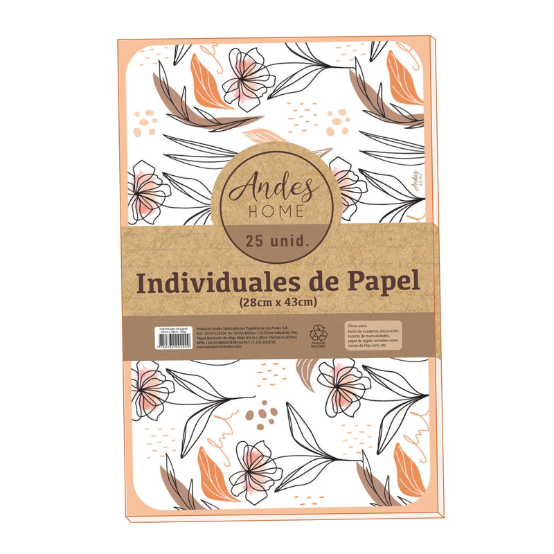 Individual De Papel Andes 28x43cm 90gr 25h Organic
