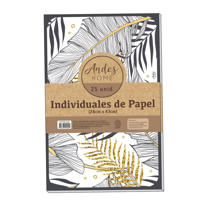 Individual De Papel Andes 28x43cm 90gr 25h Organic