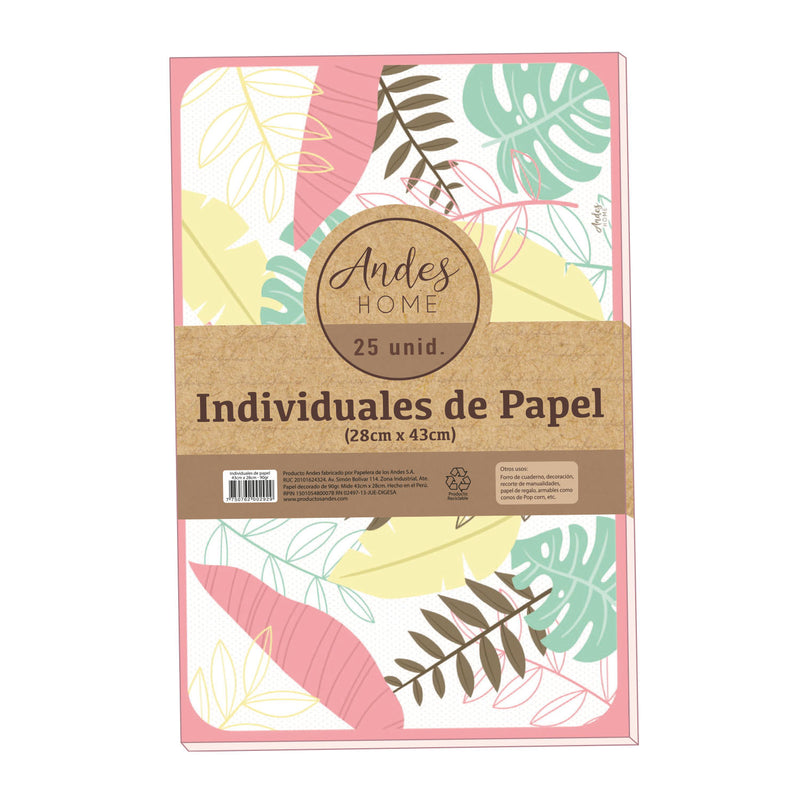 Individual De Papel Andes 28x43cm 90gr 25h Organic