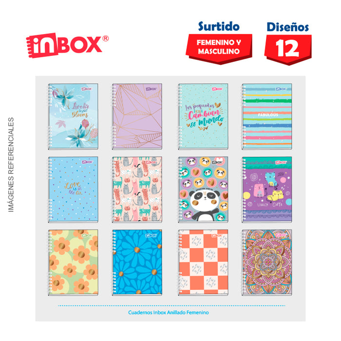 Cuaderno Inbox Espiralado A-4 60Gr 150H cuadriculado T/D 6C Surtido