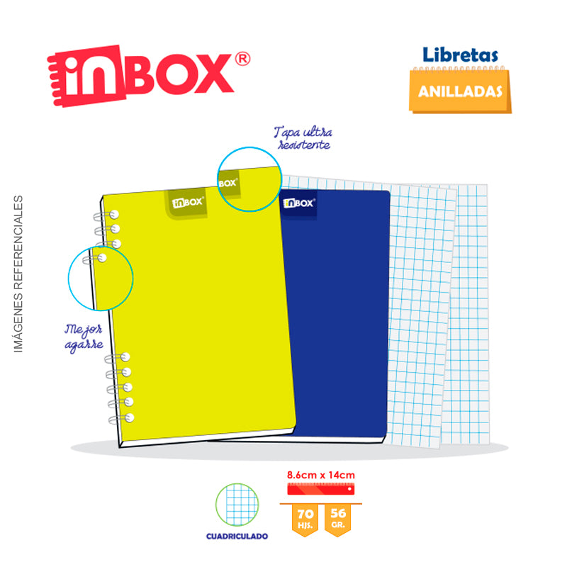 Libreta Inbox 70hjs 10x15- Color Entero