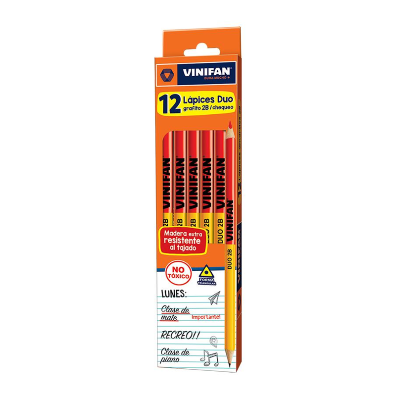 Lapiz Vinifan Triangular Duo (Grafito /Chequeo) X12