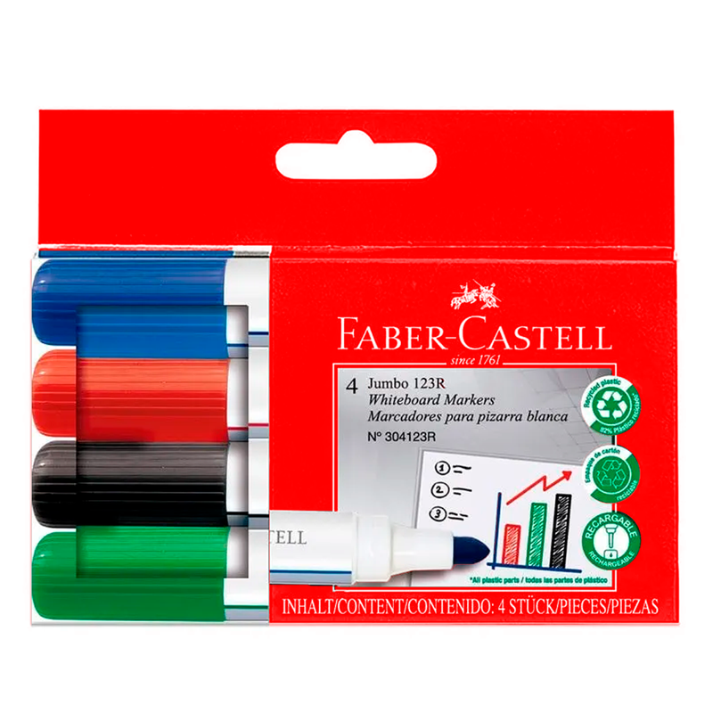 Marcadores Faber Castell Wbm Jumbo 123R 304123R Ctn X4 - Recargables