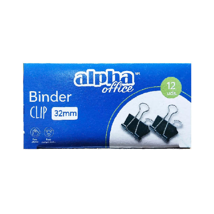 Binder Clip Alpha Office 1 1/4" 32Mm X12