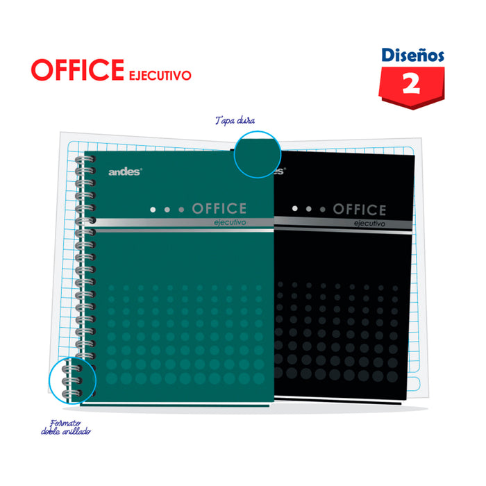 Planeador Andes Cuaderno Espiral Office Book A-4 cuadriculado 80Hjs