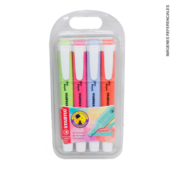 Resaltador Stabilo Swing Cool Pastel Estuche X 4
