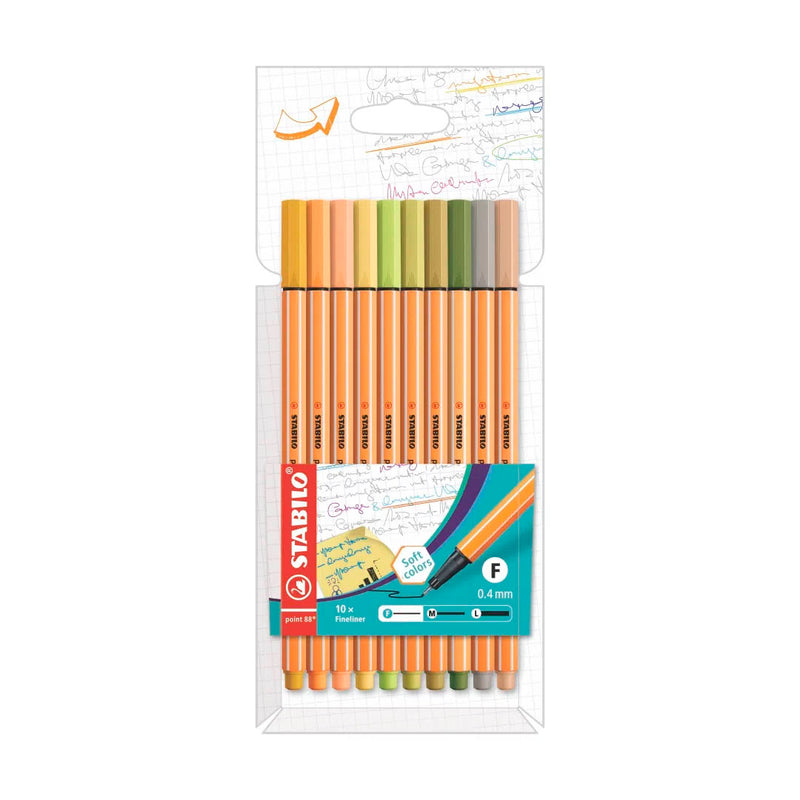 Plumon Stabilo (8810-22) Point 88 Est. X 10 Colores Soft