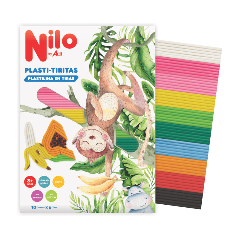 Plastilina Nilo Arti Creativo (Tnil-Tritop) Tiritas X 10 Colores 100Gr Monitos