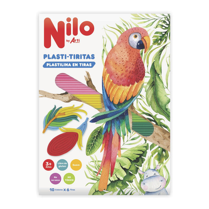 Plastilina Nilo Arti Creativo  (Tnil-Rex) Tiritas X 10 Colores100Gr Guacamayo