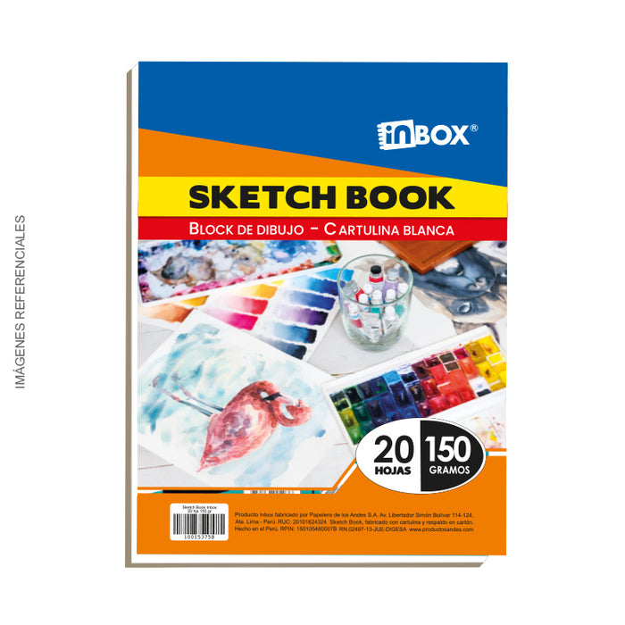 Block Inbox Sketch Book Encolado 24.7X31.7Cm 150Gr 20Hjs